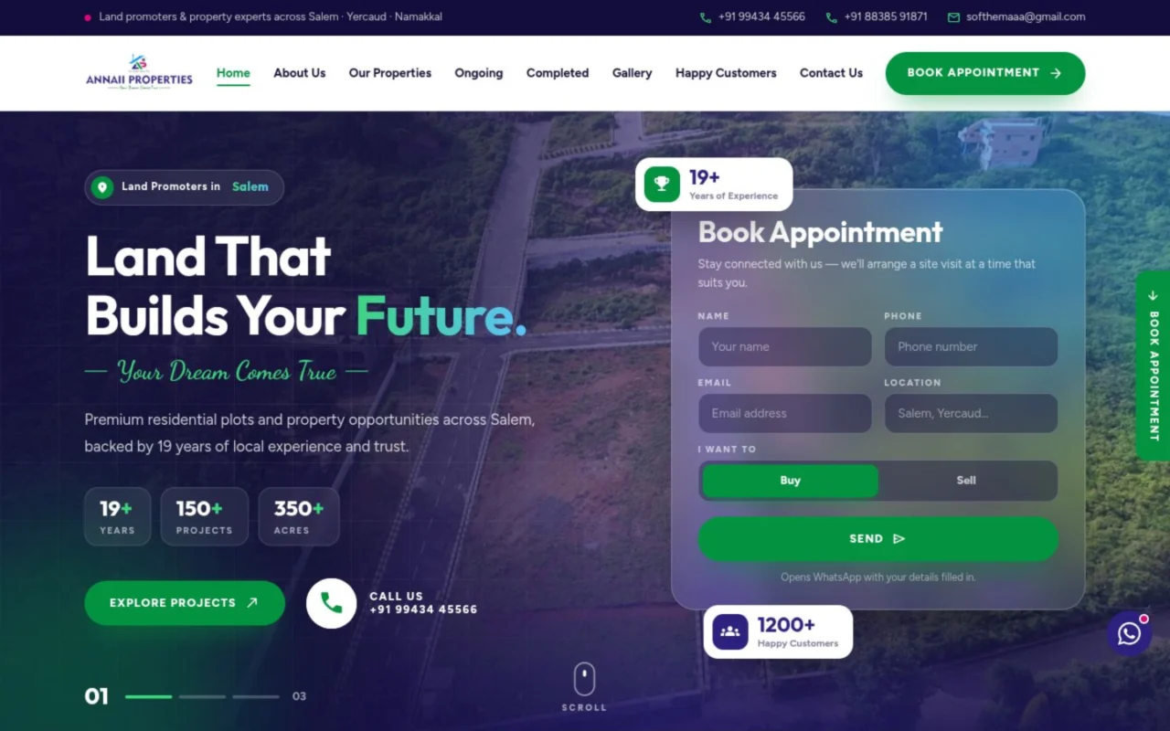 Annaii Properties website on desktop