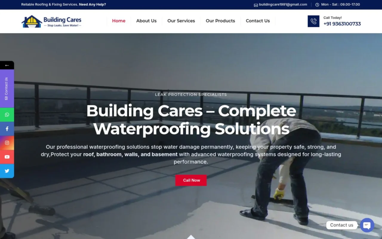 Building Cares website on desktop