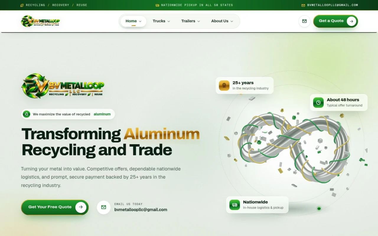 BV MetalLoop website on desktop
