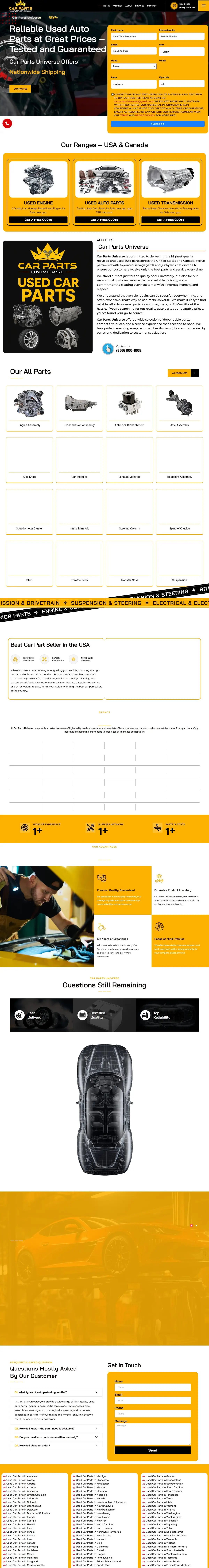 Car Parts Universe homepage