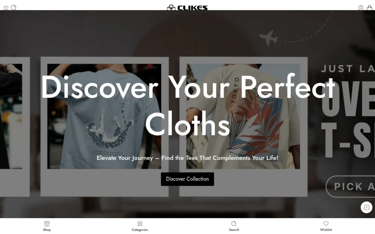 Clikes website on desktop