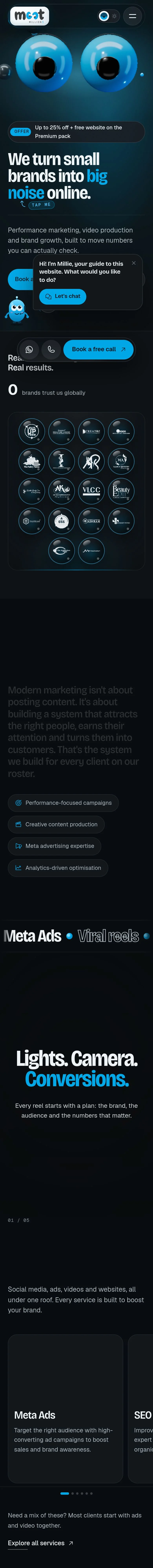 Meet Millions website on a phone