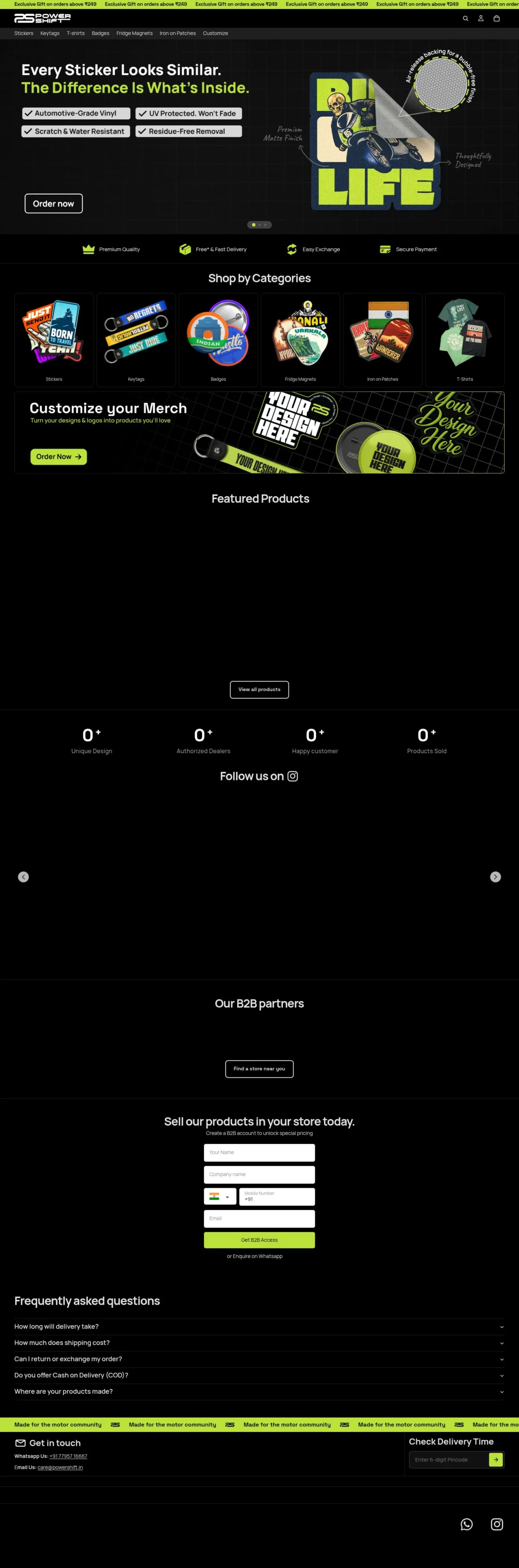 PowerShift homepage