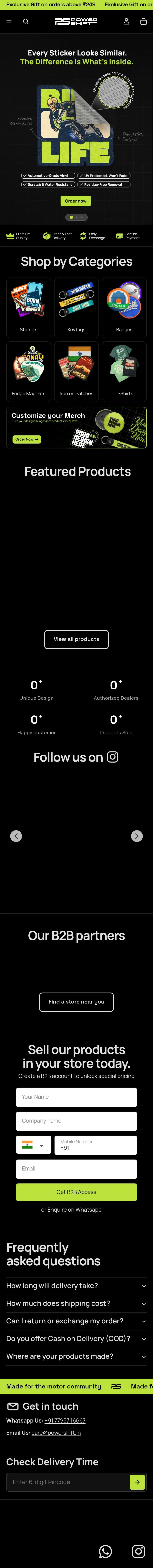 The PowerShift homepage on a phone