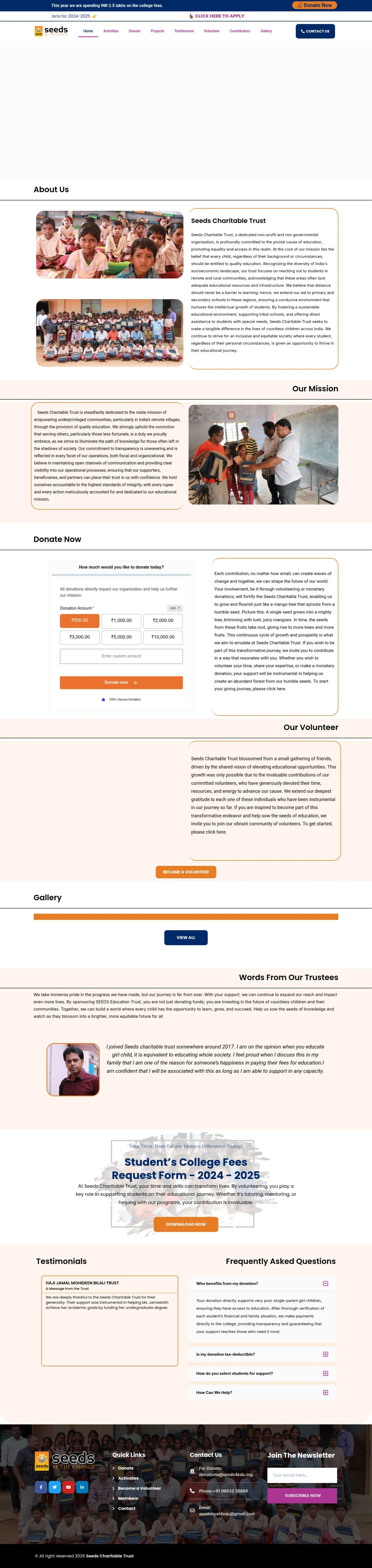 Seeds Charitable Trust homepage