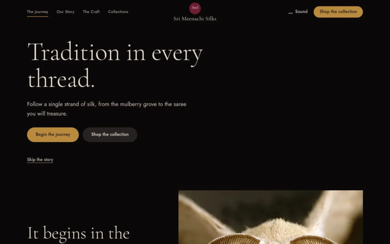 Sri Meenachi Silks website on desktop