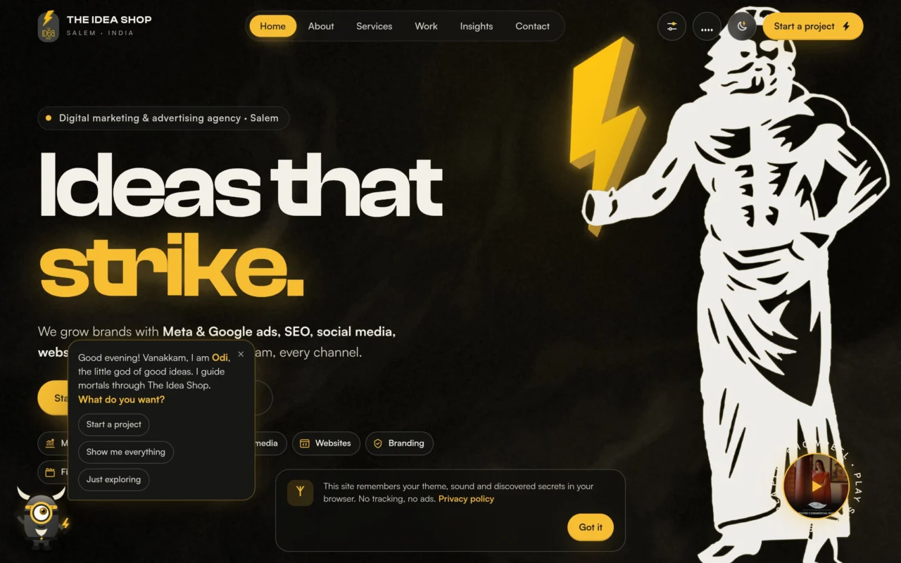 The Idea Shop website on desktop